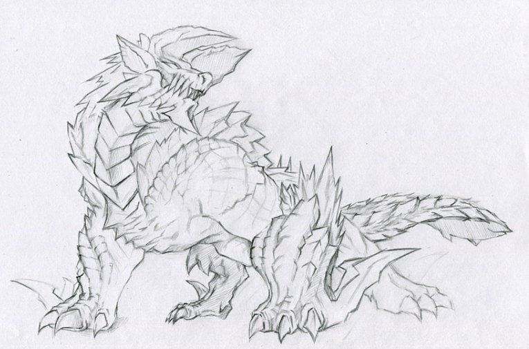 手绘怪物猎人 雷狼龙>