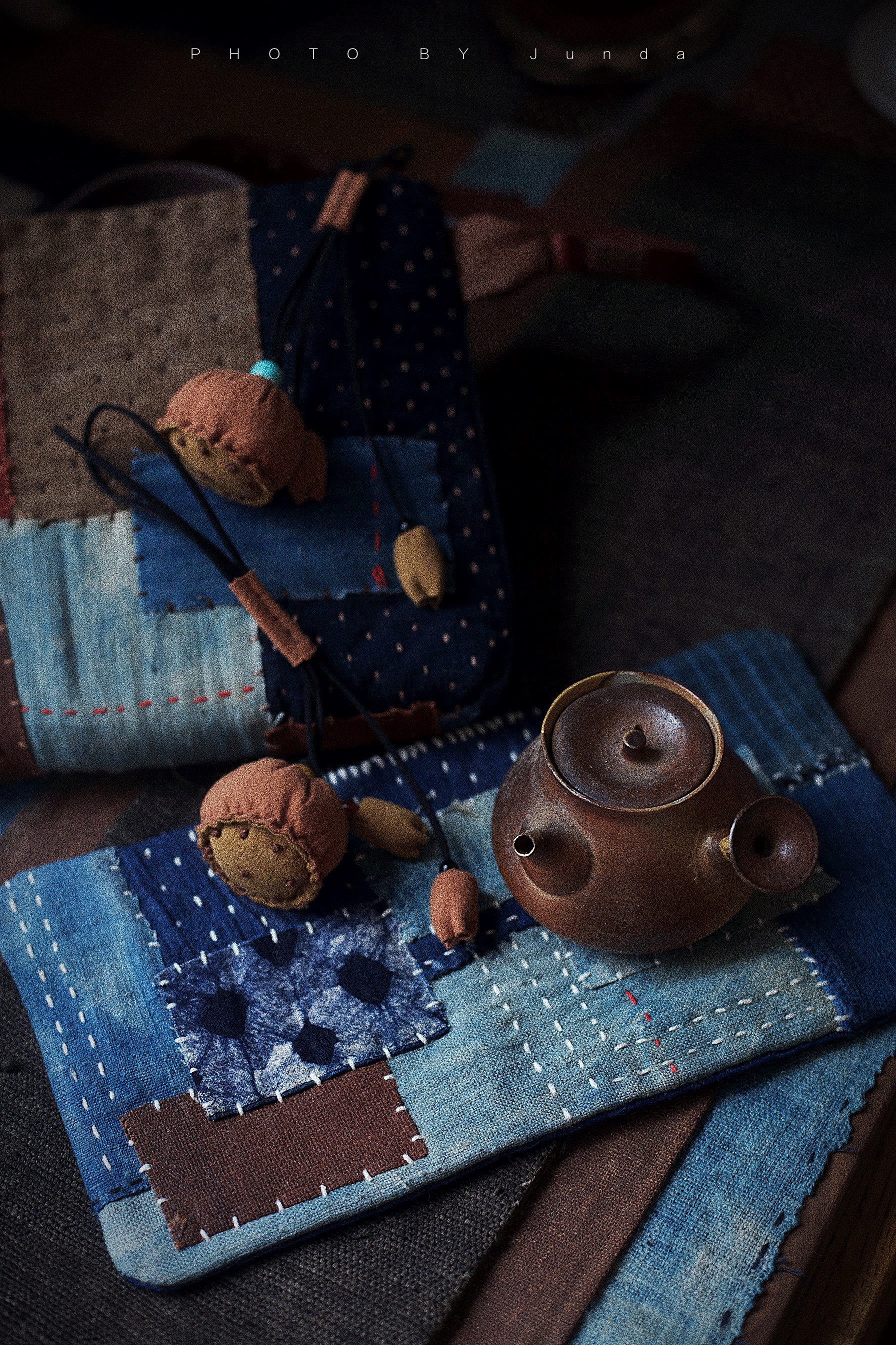 蓝染柿染拼布系列 壶垫|手工艺|其他手工艺|浚达 - 原创作品 - 站酷