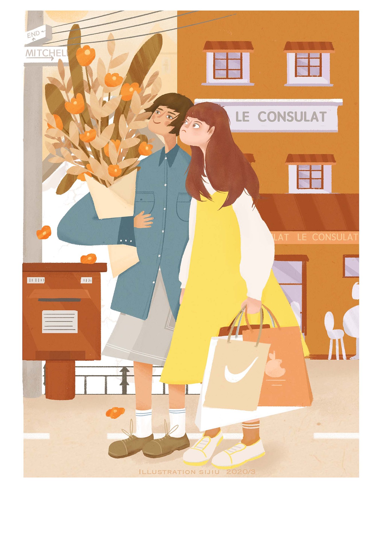 插画原创/春暖花开和闺蜜去逛街