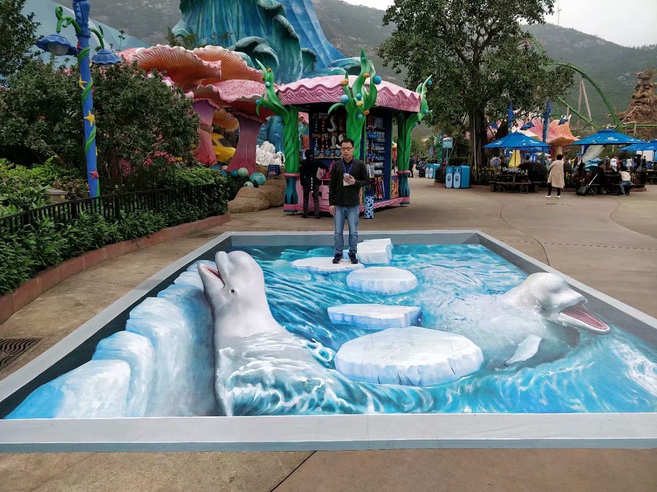 展示为珠海长隆海洋公园定制的几幅3d地画