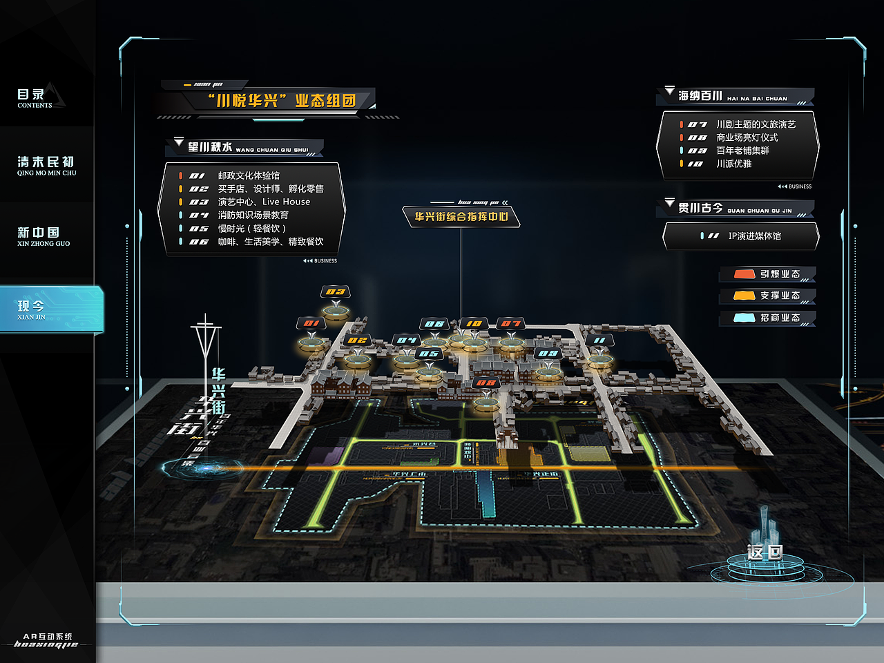 华兴街电子沙盘AR互动界面