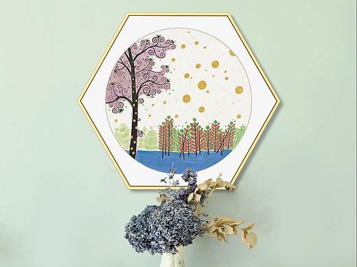 花花世界六边形装饰画
