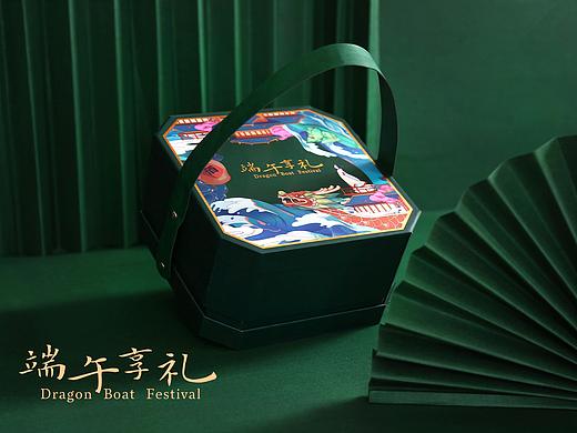 墨绿色的国风端午礼盒