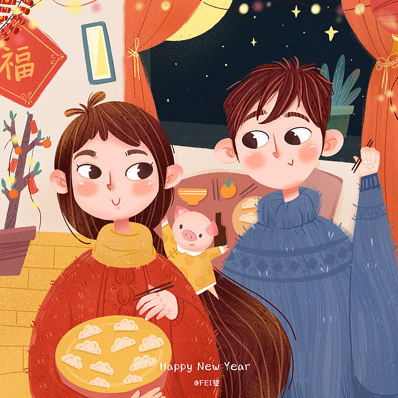 新年主题插画 （1月汇总篇）（图ZMTQzNjQzNDUy） - 创作习作 - 站酷设计师Feya斐牙原创素材 - 站酷ZCOOL