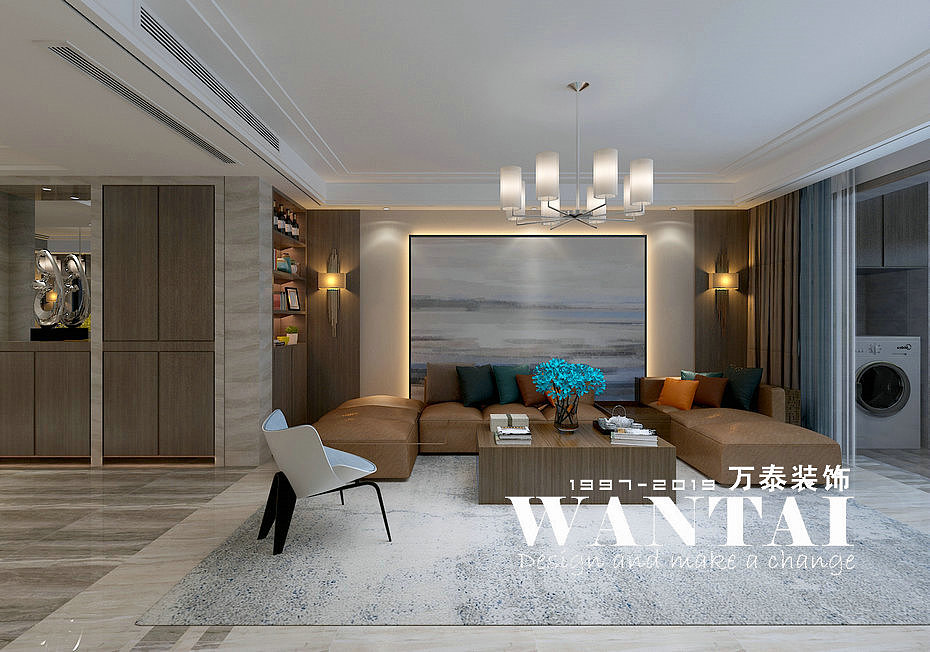 泰安国山墅 198 m² 大平层港式轻奢装修效果图—牛嘉伟