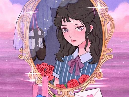 插画丨绘画丨糖果色甜系女生插画，少女感十足