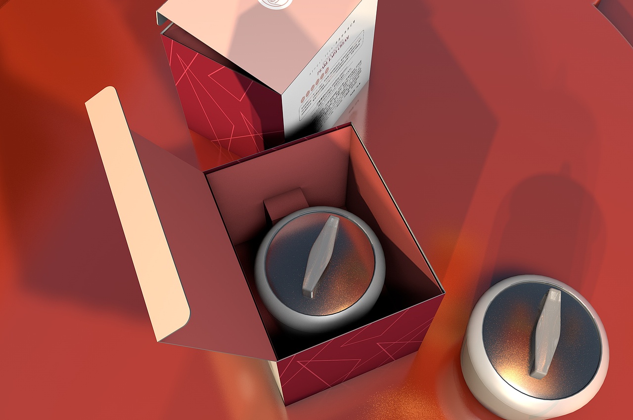 (原创)2019年新年主题多肽珍珠贵妇膏外包装盒设计