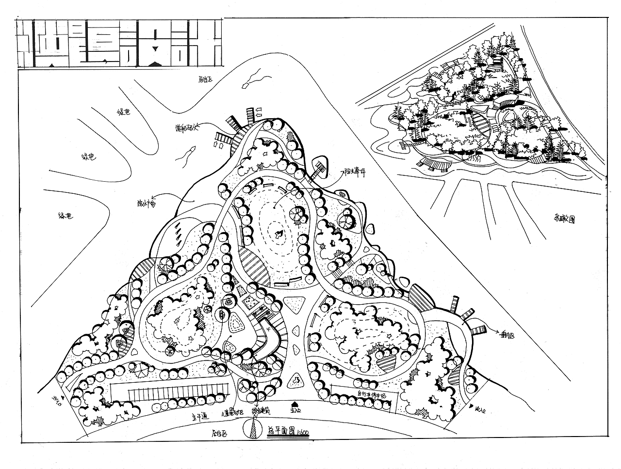 园林快题黑白线稿设计(一)