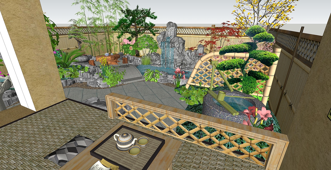 四十平日式元素别墅庭院设计小案（图ZMTkwOTg2MDM2） - 建筑/空间 - 站酷设计师度势营造景观设计原创素材 - 站酷ZCOOL