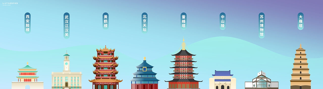 中国城市矢量地标建筑系列 China City Illustration（图ZMTg4MDQ5NDI4） - 艺术插画 - 站酷设计师不当咸鱼的咸鱼原创素材 - 站酷ZCOOL