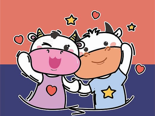 阿茹插画设计原创手绘牛壁纸手机壳可爱卡通牛插画784阿茹生肖ip情侣