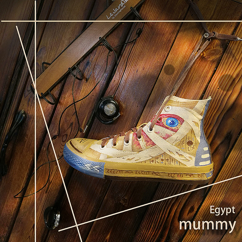 古埃及木乃伊手绘高帮帆布鞋（图ZMTk4ODQyOTQ0） - 其他手工艺 - 站酷设计师山野先生原创素材 - 站酷ZCOOL