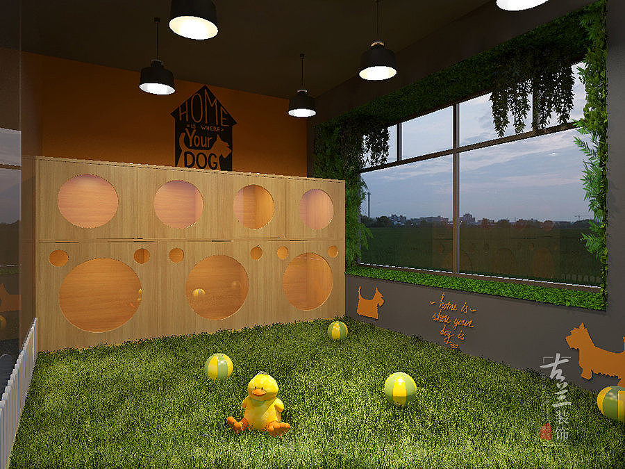 眉山宠物店设计|牧和邻宠物会所设计效果图|眉山宠物店设计公司