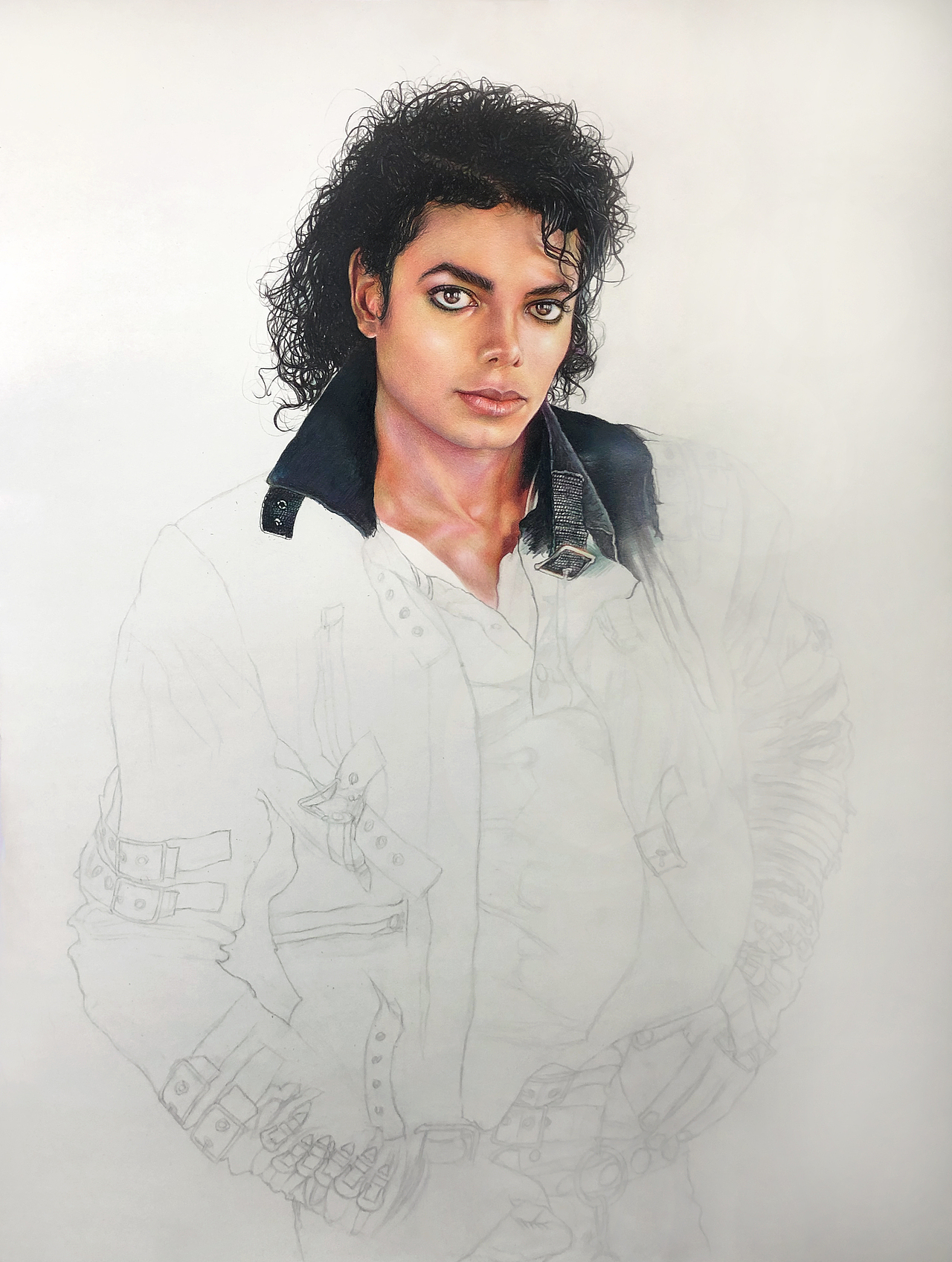 彩铅画迈克尔杰克逊