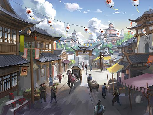 小镇街道场景设计