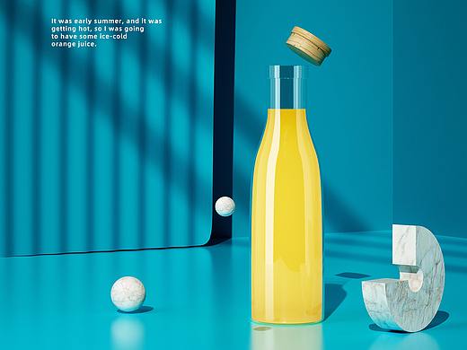 玻璃瓶里的橙汁 | 玻璃材质（C4D+OCtan渲染）