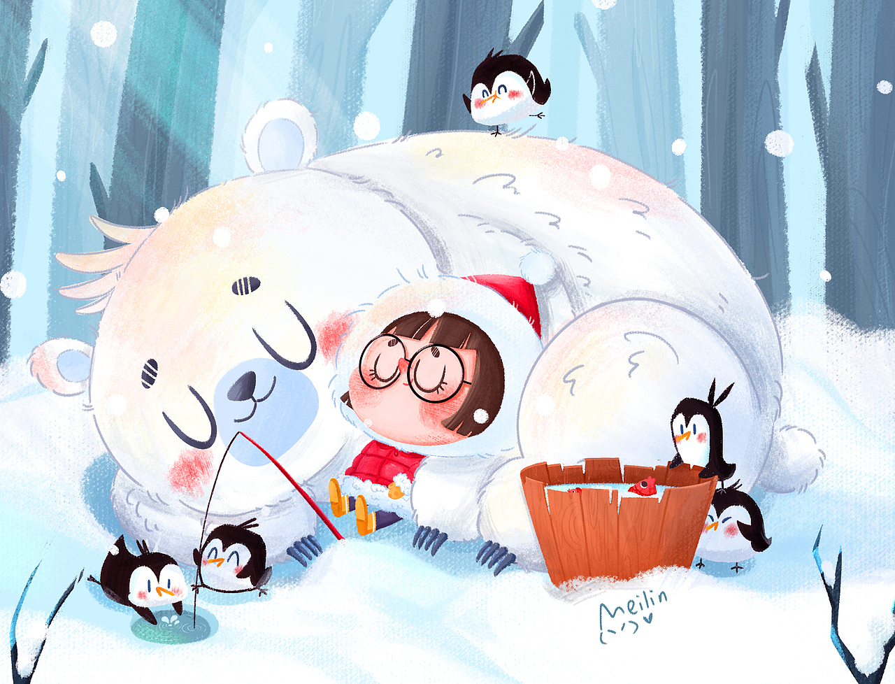 熊、女孩与小偷鹅（图ZMjY2MDQyNDAw） - 儿童插画 - 站酷设计师刘美屁原创素材 - 站酷ZCOOL