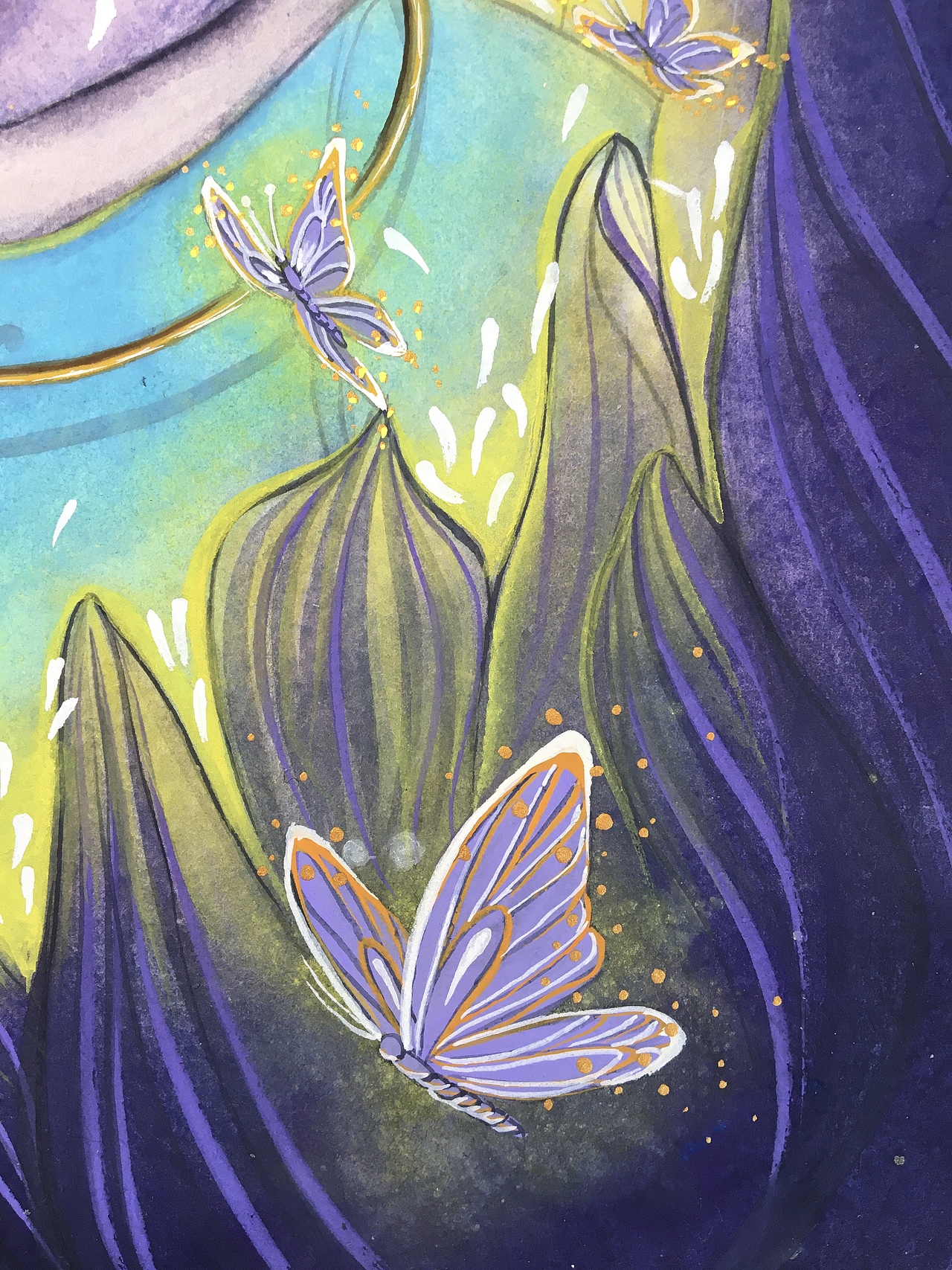 原创水彩古风插画美女一幅