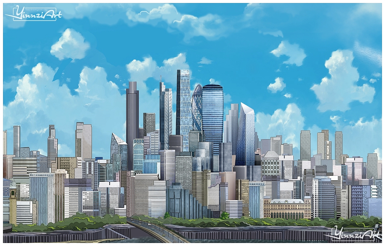 原创作品插画商业插画包装插画原画游戏原画城市插画海报地图拼图战略