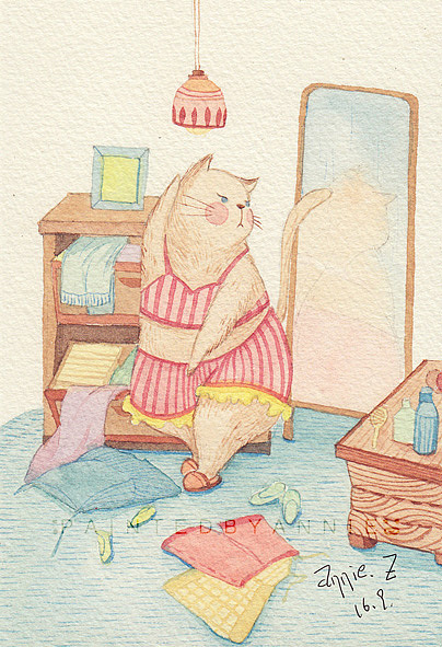 猫的心事（图ZNjQ3NDk0MzI=） - 商业插画 - 站酷设计师annie脸圆圆原创素材 - 站酷ZCOOL