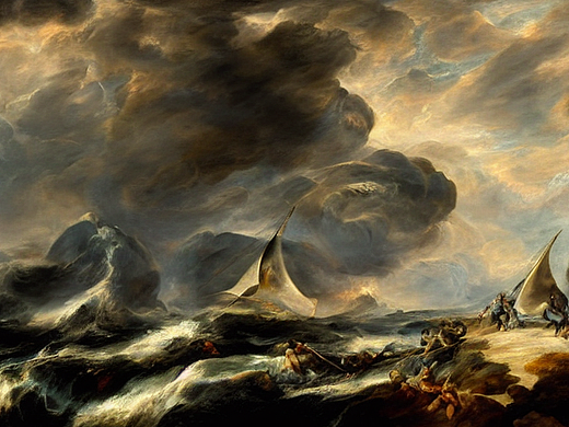 #AI创作实验室#以风为帆,托起断桥,跨越峡谷