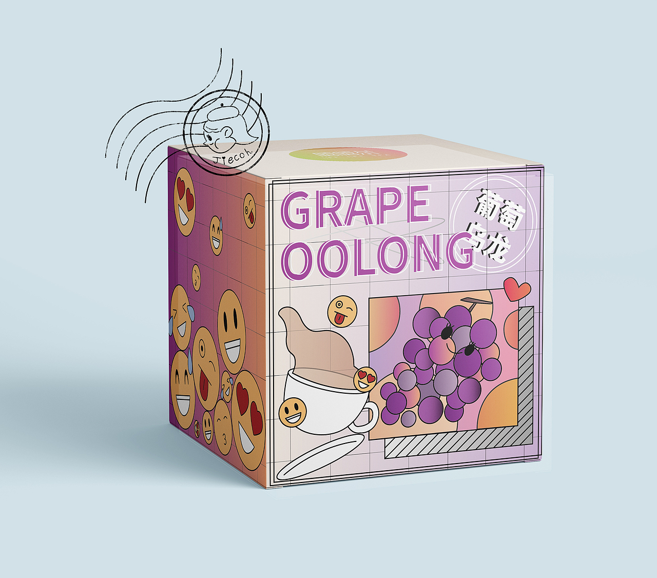 孟菲斯风格|原创乌龙茶冷泡茶包装插画设计
