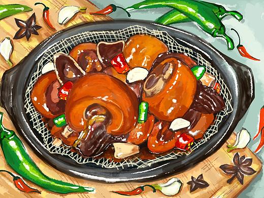 一组以前给美食节目画的美食插画（局部）