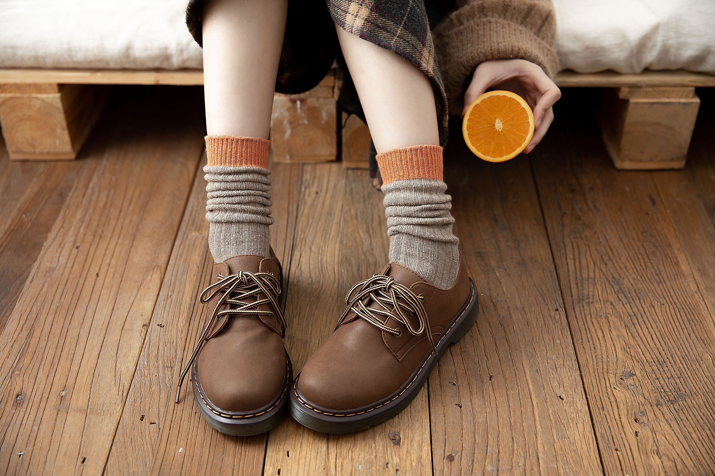 2019秋冬款女袜堆堆袜袜子拼色