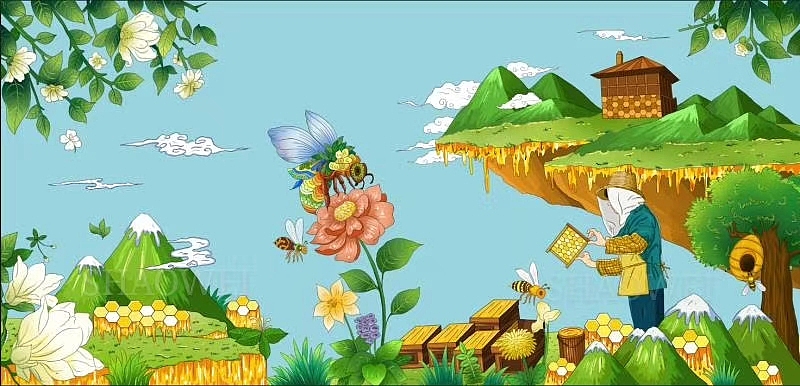 蜜蜂传奇品牌产品包装插画设计