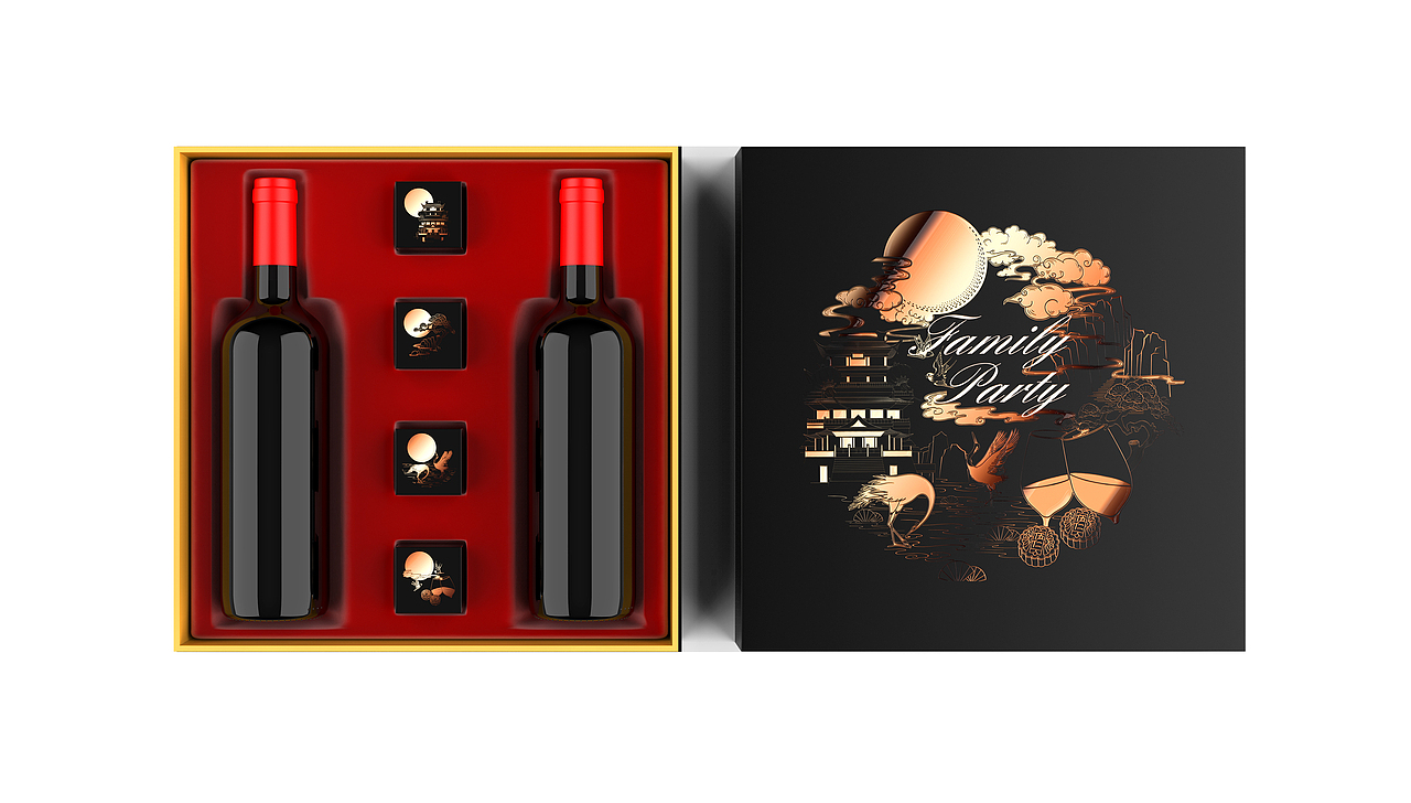 月饼 双支红酒礼盒（图ZMjI4MTQ0MTM2） - 包装 - 站酷设计师肖啦个波原创素材 - 站酷ZCOOL