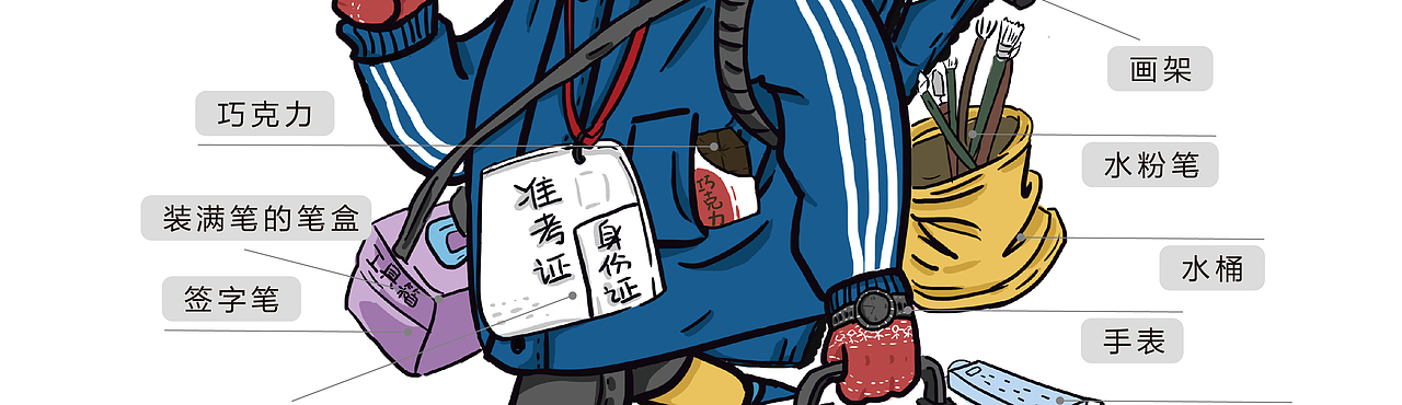 海报插画丨美术生考试助力加油！（图ZMTk2NTU5NzQw） - 商业插画 - 站酷设计师kiki是乔酱原创素材 - 站酷ZCOOL