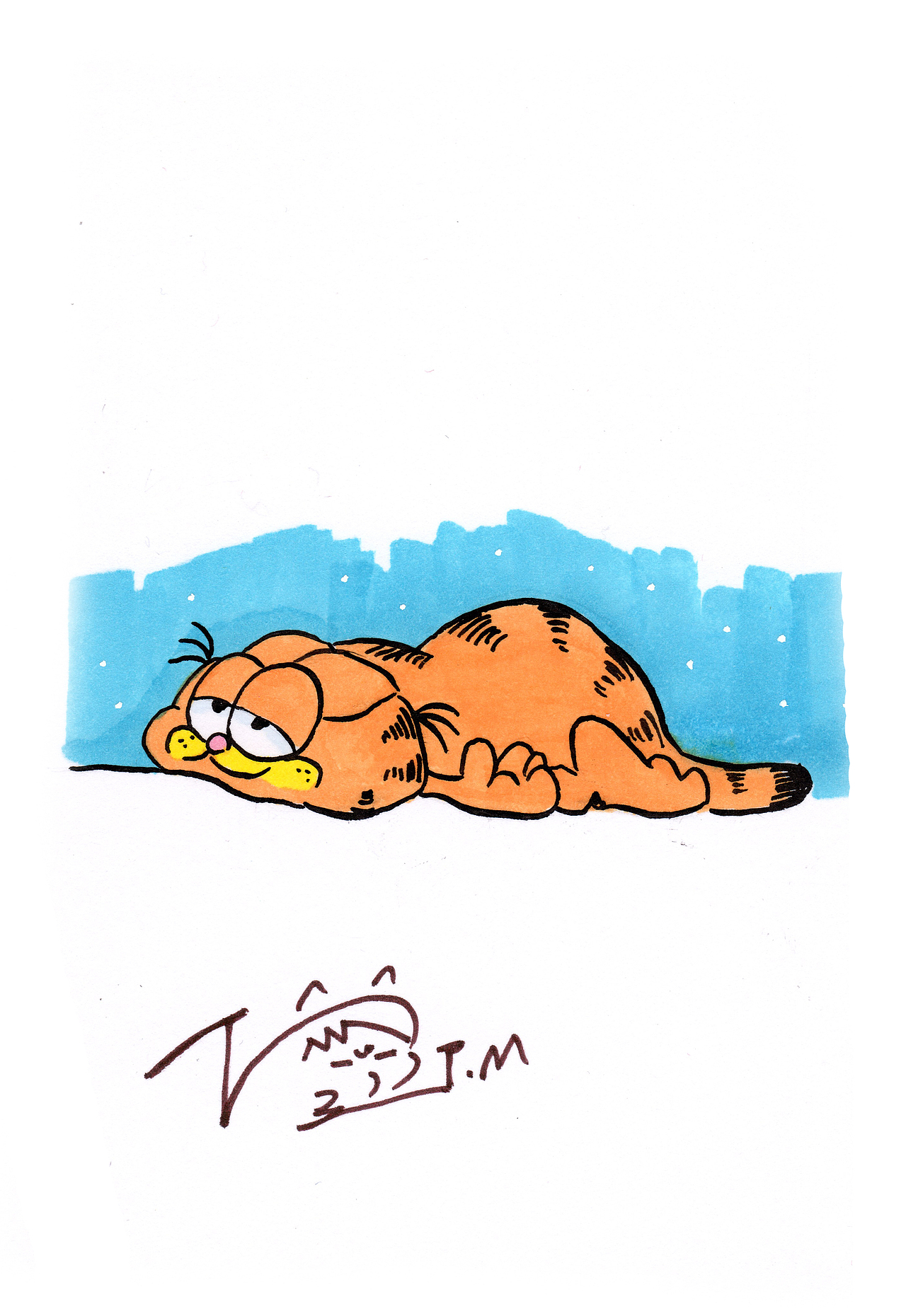 手绘马克笔 加菲猫