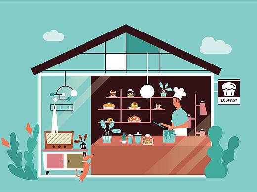 插画达伦蛋糕店