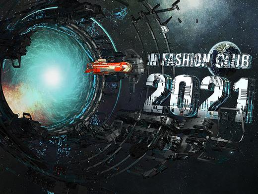 2021曲速跃迁站跨年C4D酒吧海报