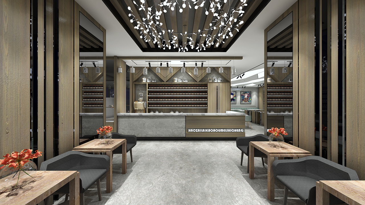 餐饮店铺设计效果图
