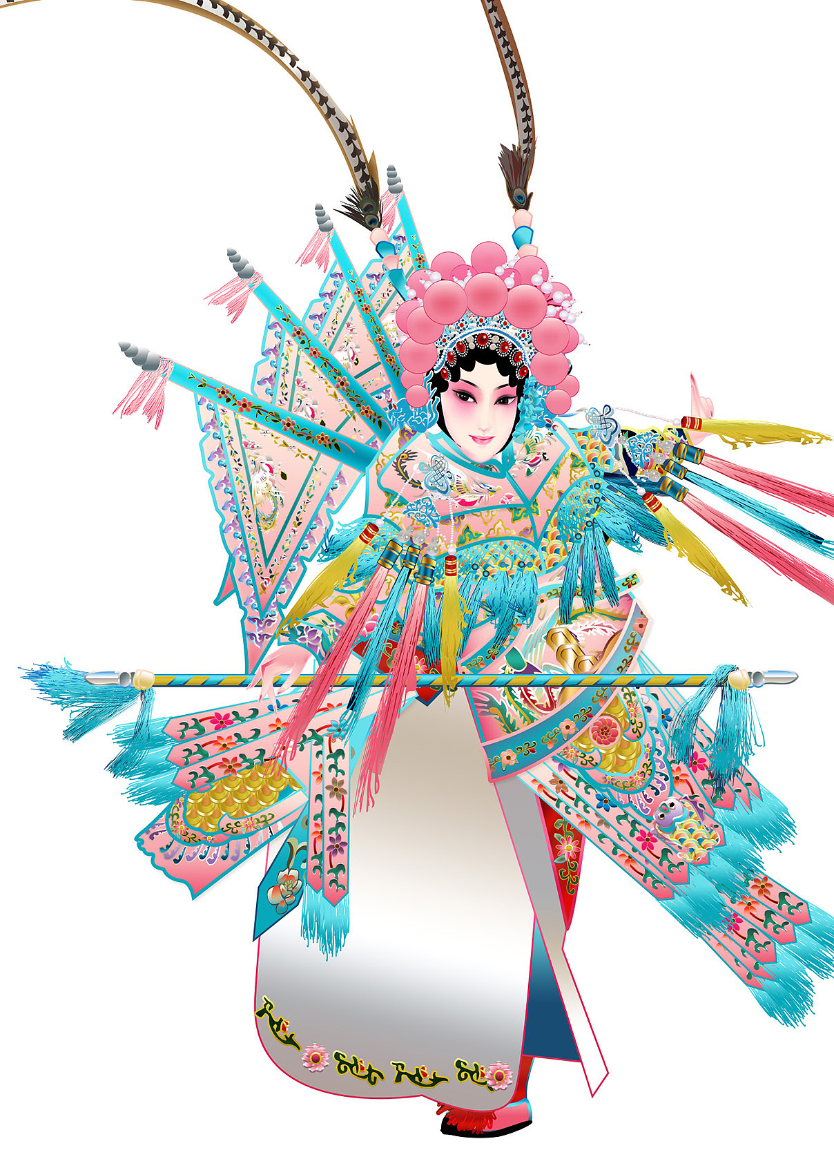 武旦刀马旦京剧人物矢量插图