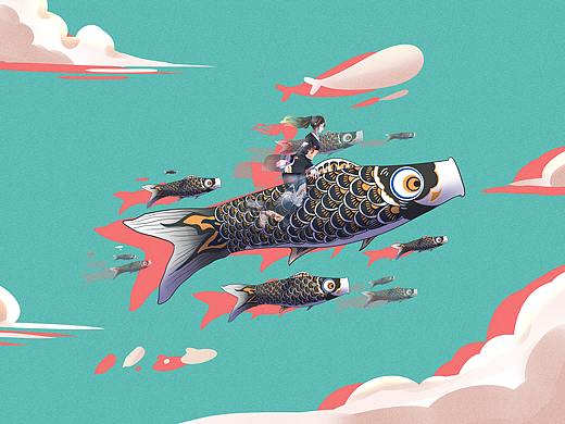 迸進(jìn)鯉魚旗（個(gè)人主頁(yè)-ZMzY0NjgyOTY=） - 商業(yè)插畫 - 站酷設(shè)計(jì)師八十歲老正太原創(chuàng)素材 - 站酷ZCOOL