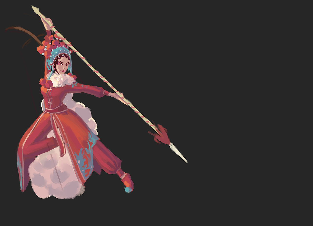 穆桂英|插画|创作习作|庄守拙_原创作品-站酷zcool