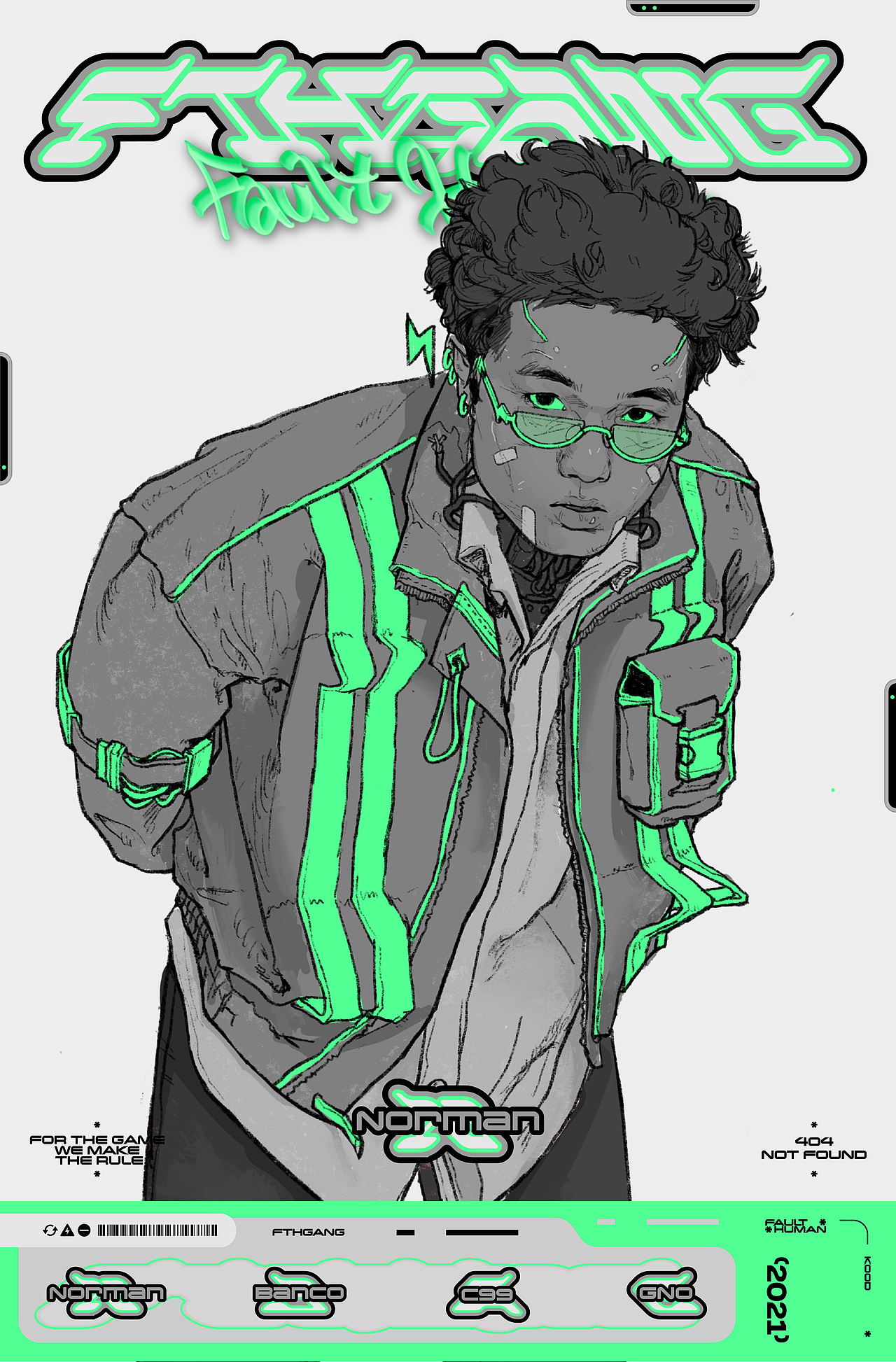 说唱组合faulthuman-fthgang 插画封面设计