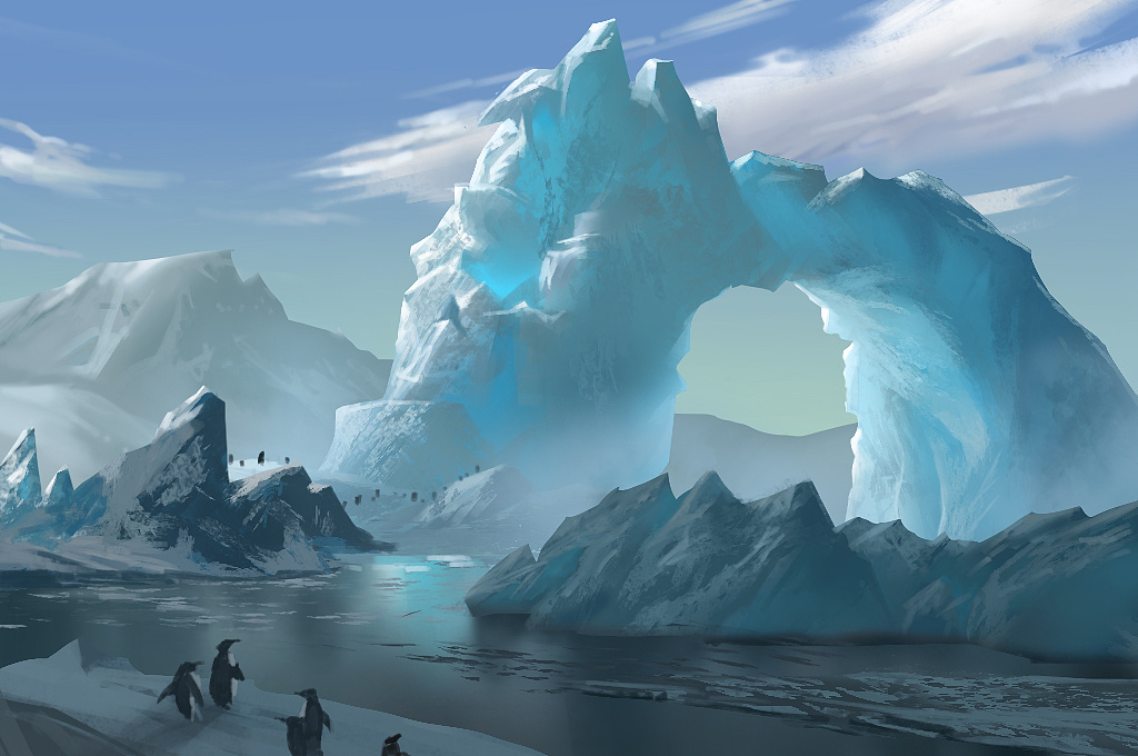冰川融化漫画图片