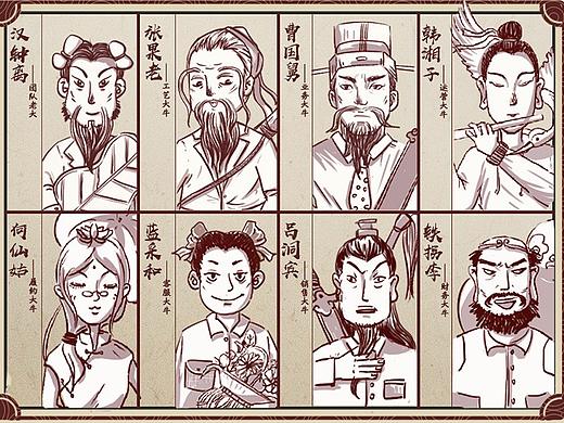 条漫四宫格漫画/角色设定/八仙过海/古风长图/趣味长图