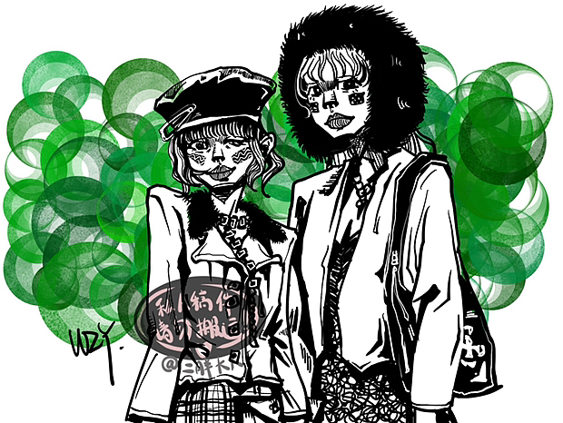 欧美风黑白线稿（图ZMzE2MjQ4MjY4） - 艺术插画 - 站酷设计师二胖大人WZY原创素材 - 站酷ZCOOL