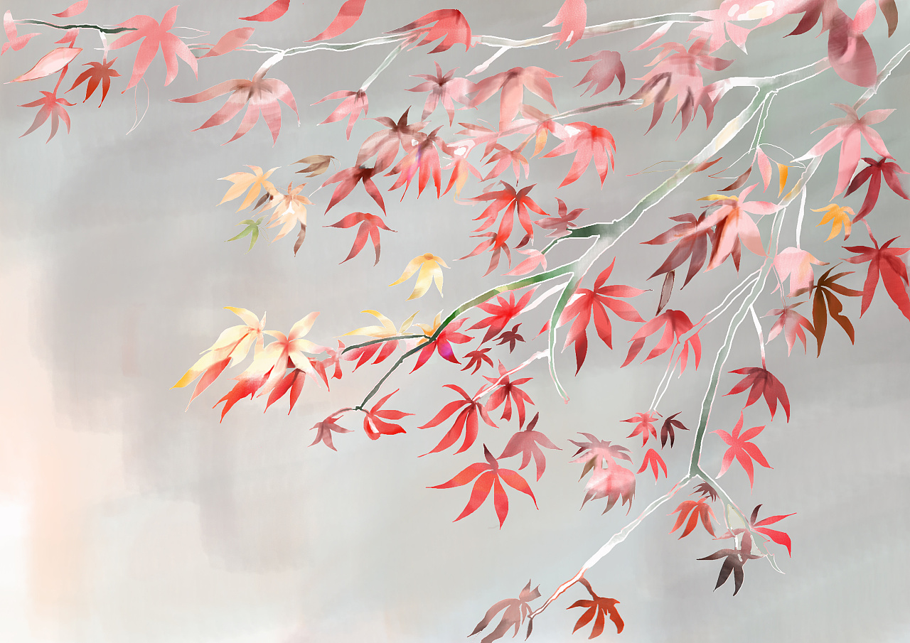 立秋手绘红色枫叶图片素材免费下载 - 觅知网