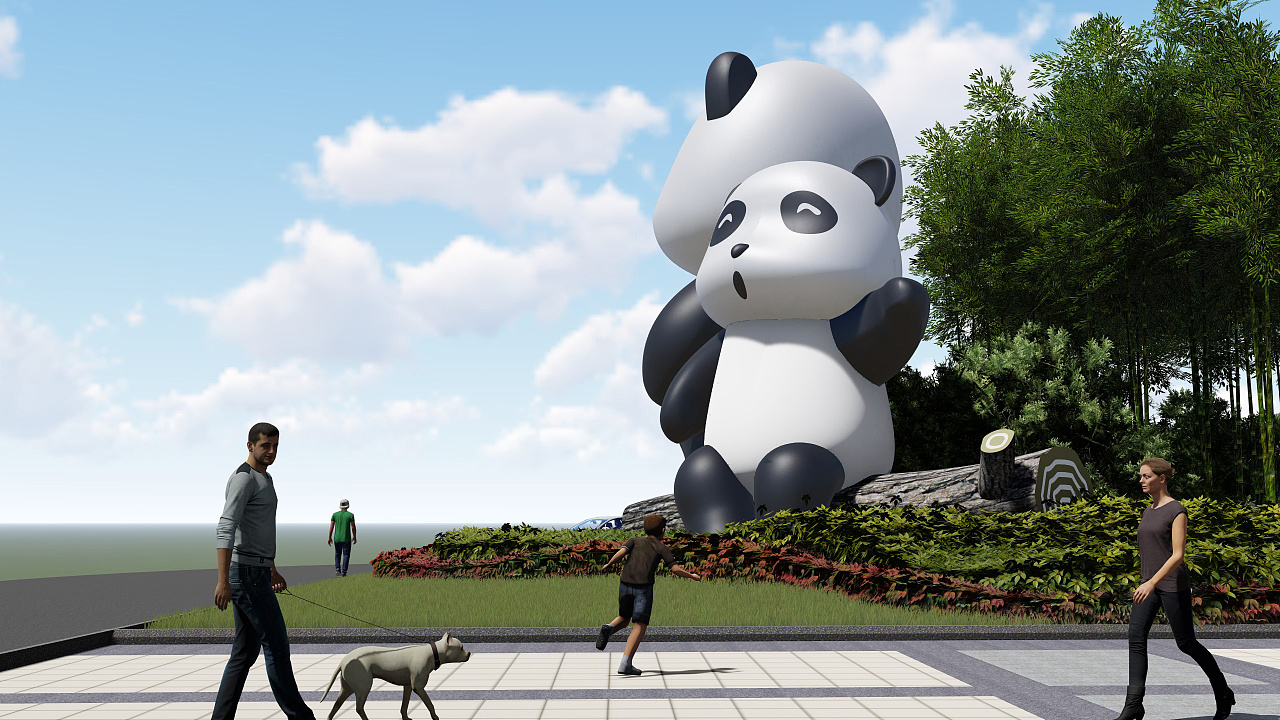 熊猫主题雕塑