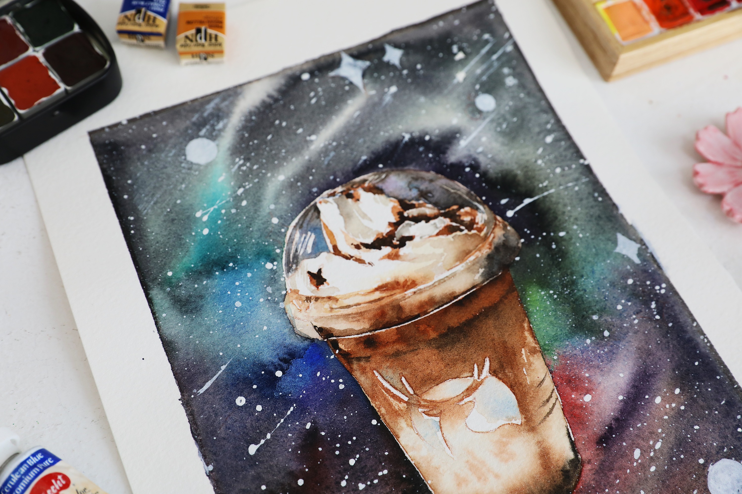 水彩插画|瑞幸咖啡