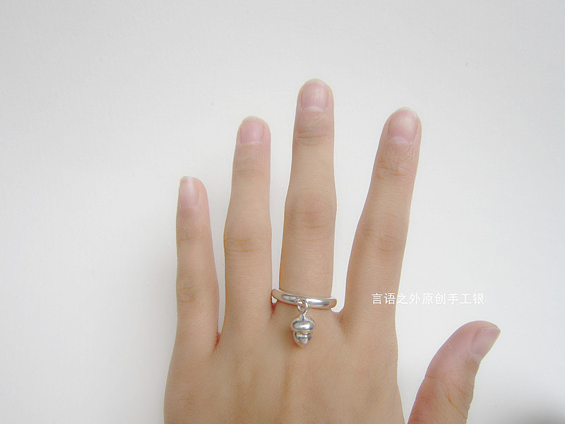 言语之外原创手工银 【爱】系列实心橡果戒指