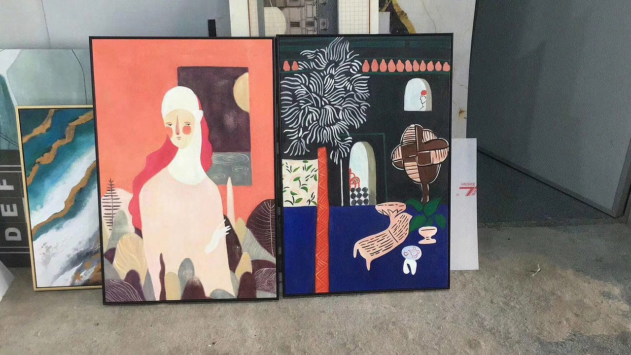 手绘抽象油画分享,定制各种风格油画装饰画