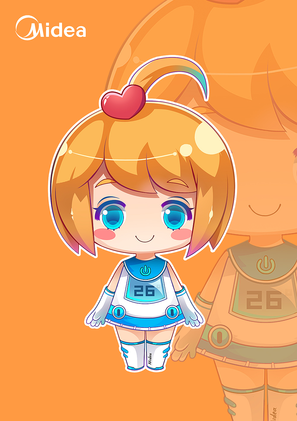 原创作品平面ip形象二次元美的空调无风感美的无风感q版吃燕麦的达达