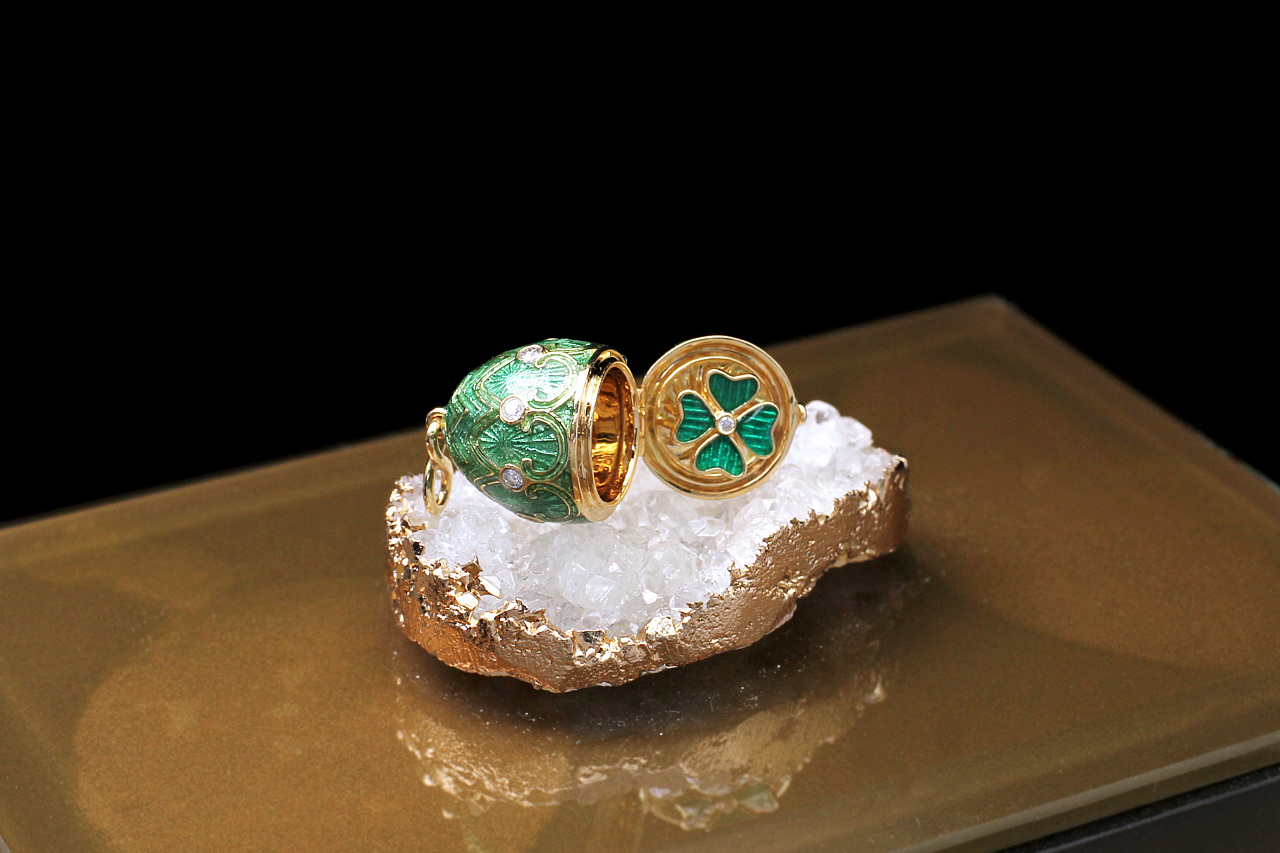 珠宝摄影 吊坠 日本制高温珐琅七宝烧18k金