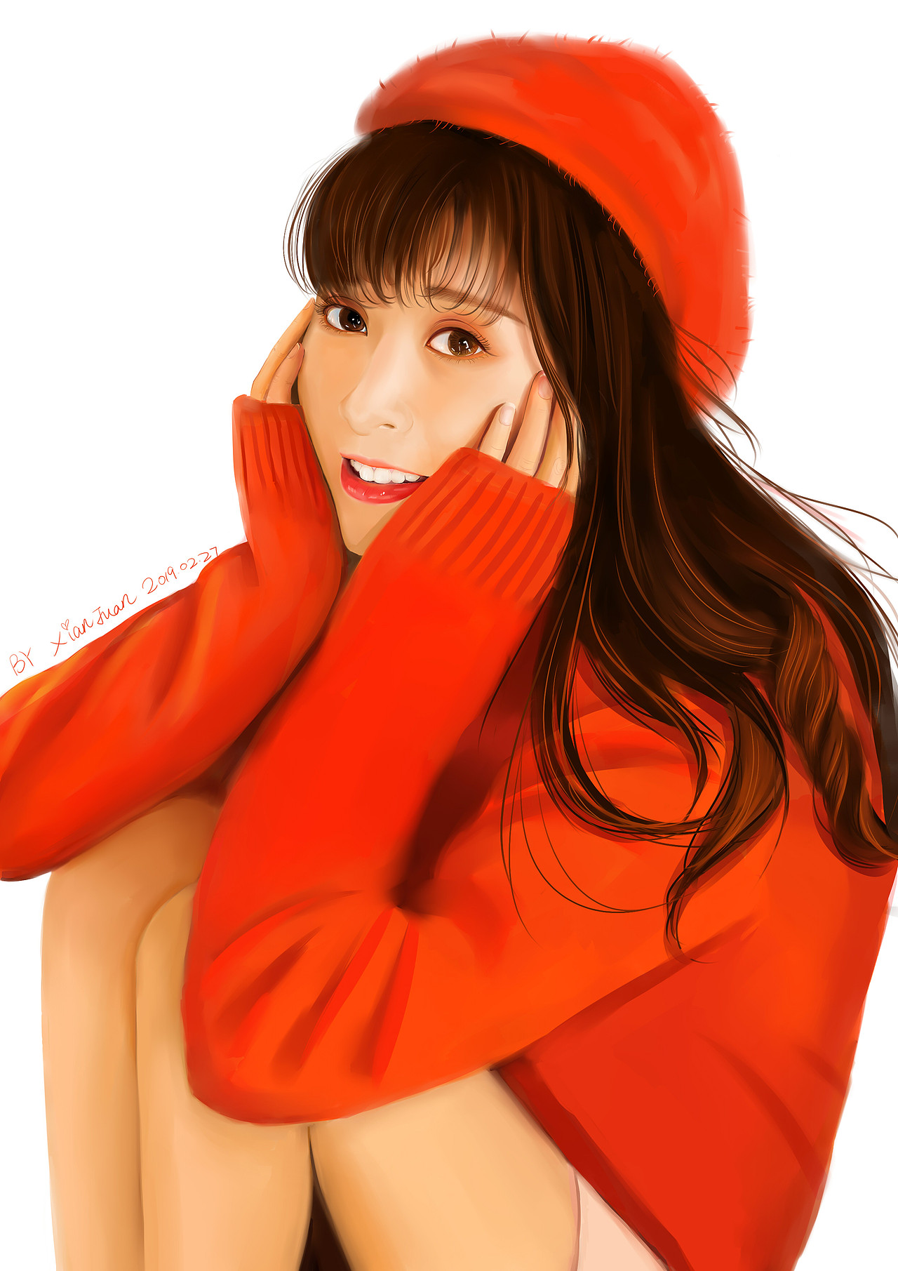 橙色系girl|插画|创作习作|爱画画的娟娟娟儿_原创作品-站酷zcool